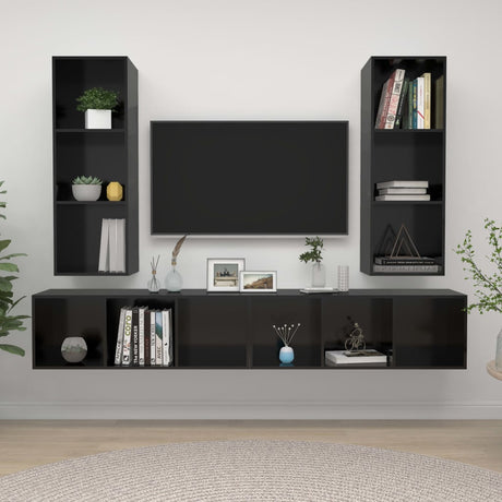 Wall-Mounted Tv Cabinets 4 Pcs Engineered Wood