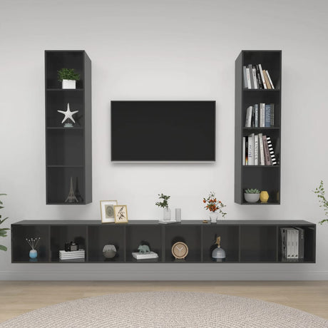 Wall-Mounted Tv Cabinets 4 Pcs Engineered Wood