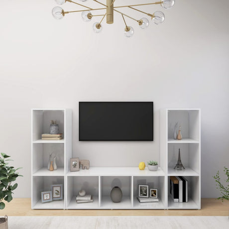 Tv Cabinets 3 Pcs 107X35X37 Cm Engineered Wood
