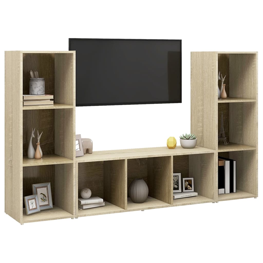 Tv Cabinets 3 Pcs 107X35X37 Cm Engineered Wood