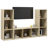 Tv Cabinets 3 Pcs 107X35X37 Cm Engineered Wood