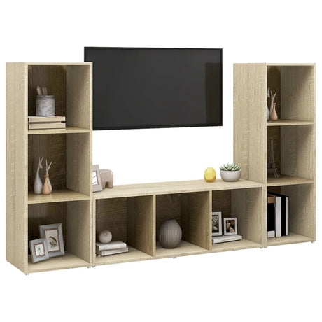 Tv Cabinets 3 Pcs 107X35X37 Cm Engineered Wood