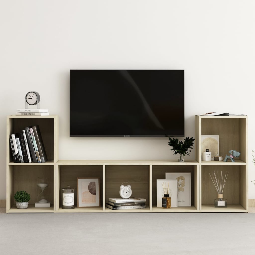 3 Piece Tv Cabinet Set Engineered Wood