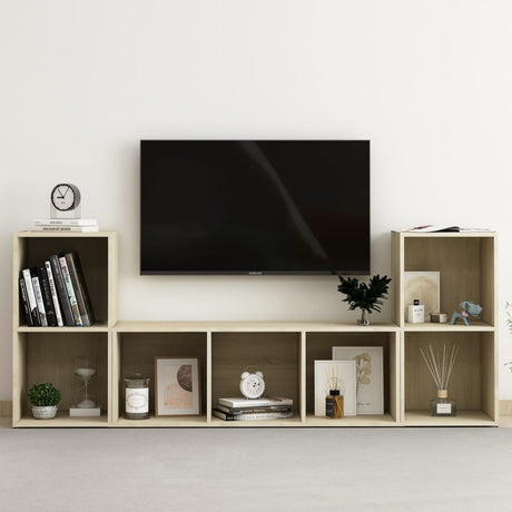 3 Piece Tv Cabinet Set Engineered Wood