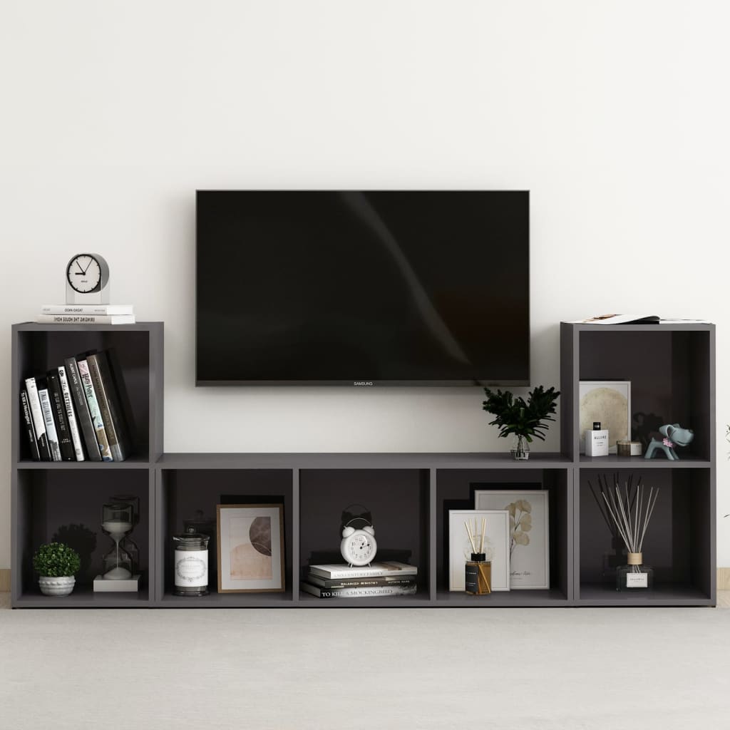 3 Piece Tv Cabinet Set Engineered Wood