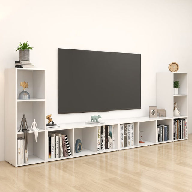 Tv Cabinets 4 Pcs 107X35X37 Cm Engineered Wood