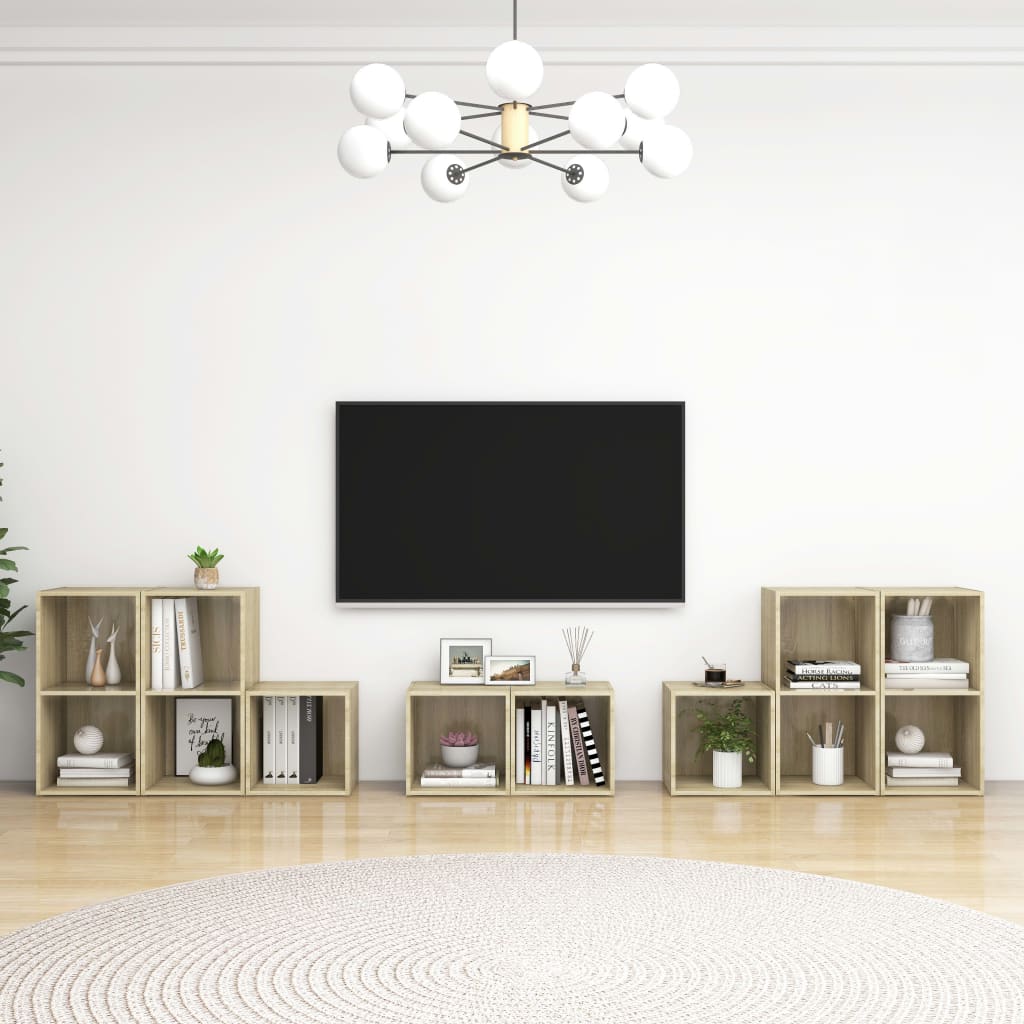 8 Piece Tv Cabinet Set Engineered Wood