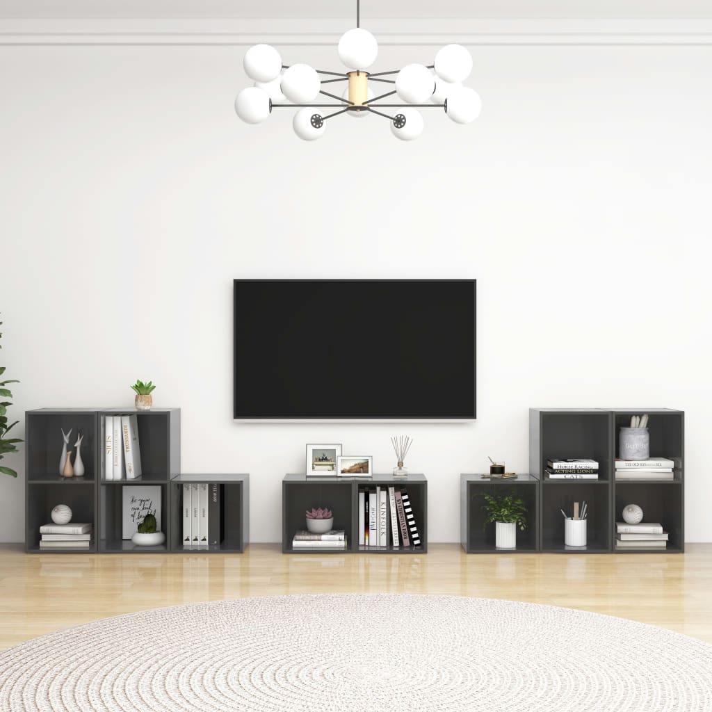 8 Piece Tv Cabinet Set Engineered Wood