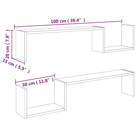Wall Shelf 2 Pcs 100X15X20 Cm Engineered Wood