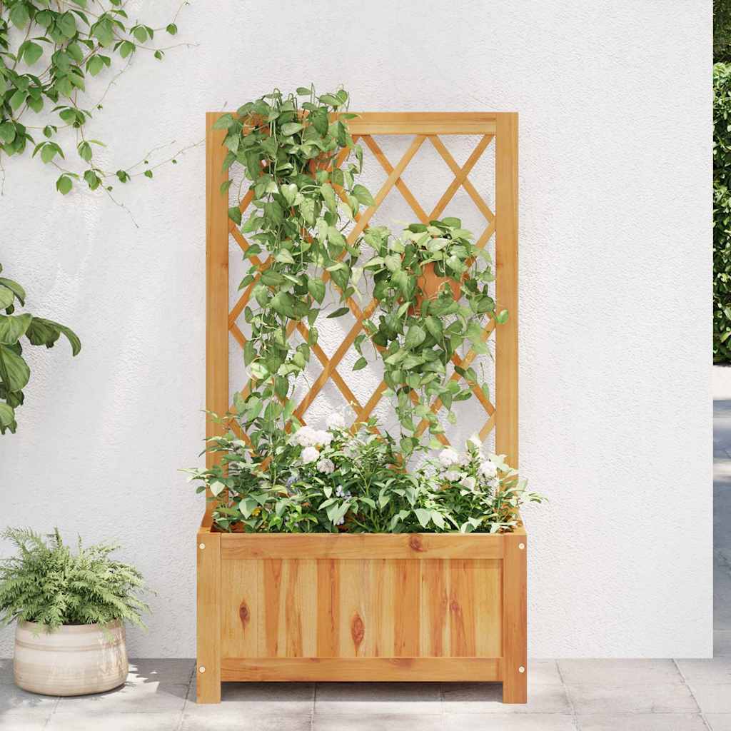 Garden Raised Bed With Trellis Solid Acacia Wood