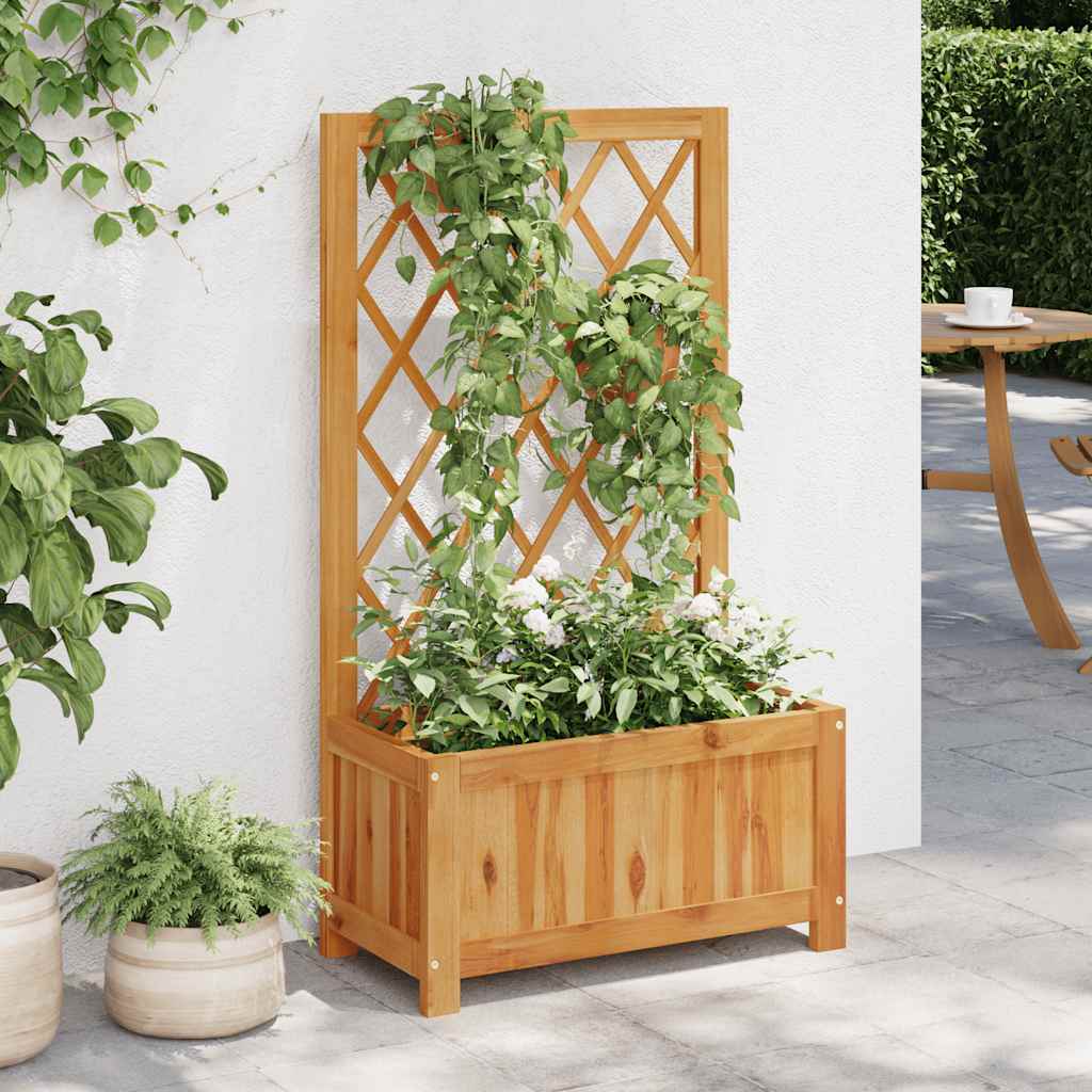 Garden Raised Bed With Trellis Solid Acacia Wood