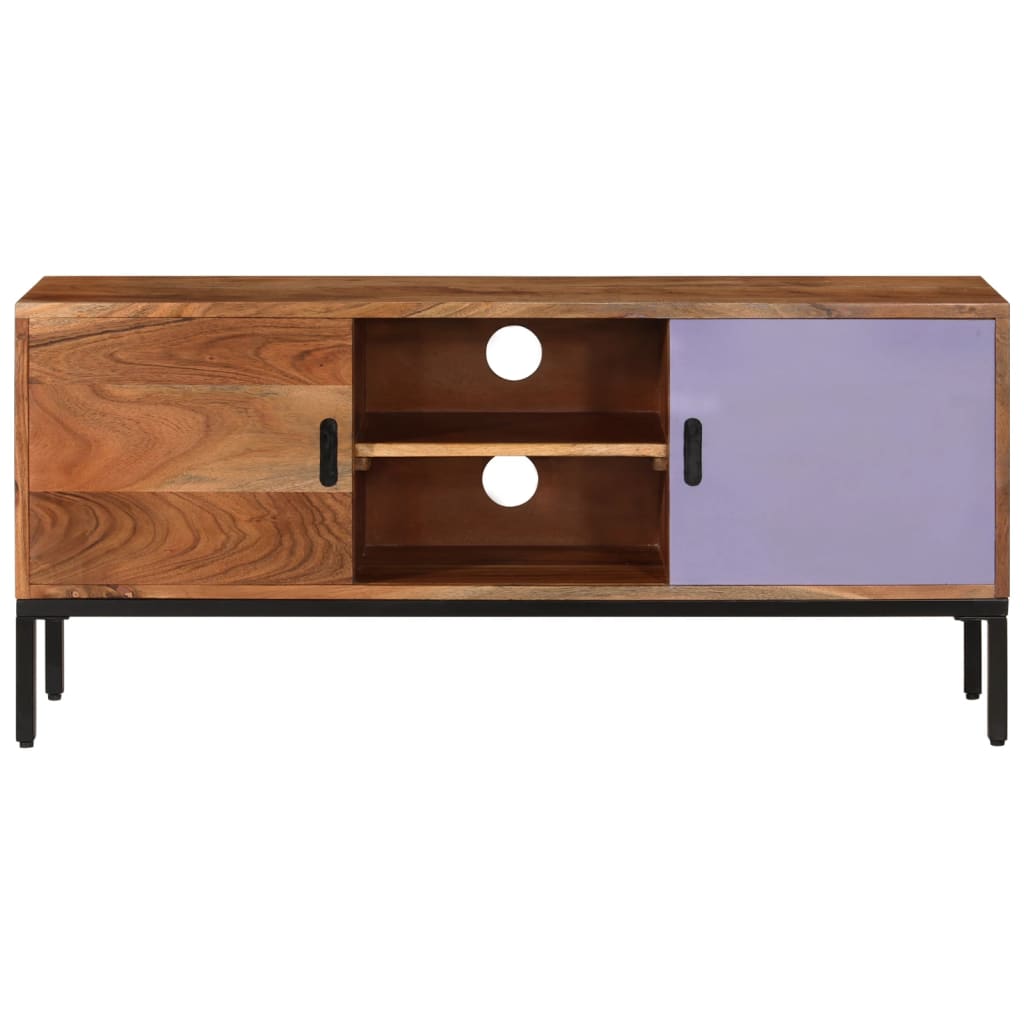 Tv Cabinet Honey Brown And Grey 110X30X50 Cm Solid Wood Acacia