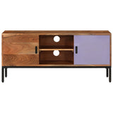 Tv Cabinet Honey Brown And Grey 110X30X50 Cm Solid Wood Acacia