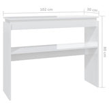 Console Table High Gloss White 102x30x80 cm Engineered Wood