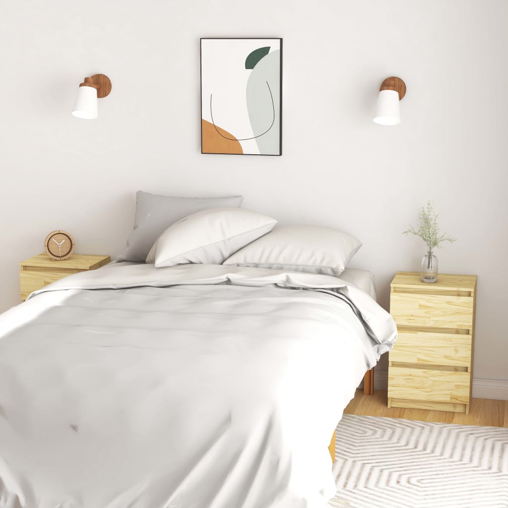 Bedside Cabinets 2 Pcs Solid Pine Wood