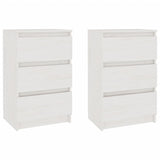 Bedside Cabinets 2 pcs White 40x29.5x64 cm Solid Pine Wood