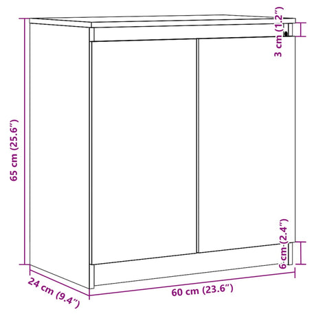 Side Cabinet 60X36X65 Cm Solid Pinewood