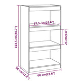 Book Cabinet/Room Divider 60X30X Wood Pine