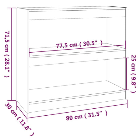 Book Cabinet/Room Divider 80X30X Solid Wood Pine