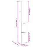 Bathroom Cabinet White 25x26.5x170 cm Engineered Wood