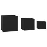 Side Tables 3 pcs Black Engineered Wood