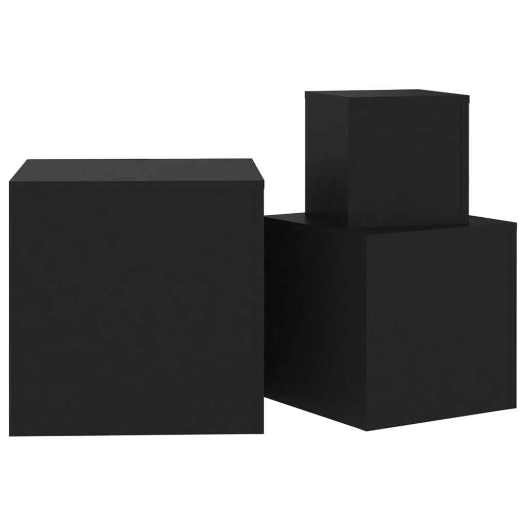 Side Tables 3 pcs Black Engineered Wood