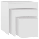 Nesting Tables 3 pcs White Engineered Wood