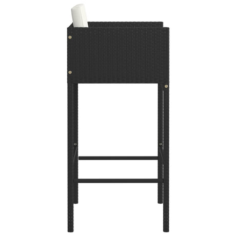 Bar Stools 2 Pcs With Cushions Poly Rattan