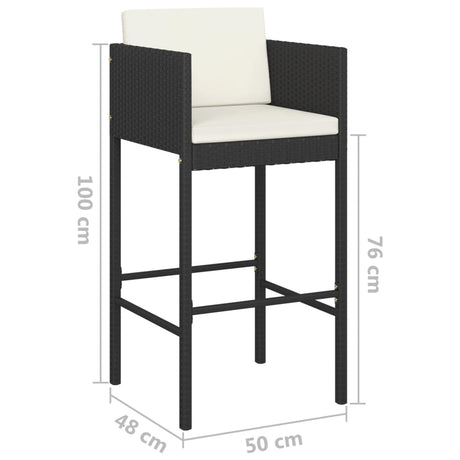 Bar Stools 2 Pcs With Cushions Poly Rattan
