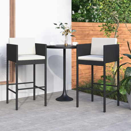 Bar Stools 2 Pcs With Cushions Poly Rattan
