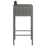 Bar Stools 4 Pcs With Cushions Grey Poly Rattan