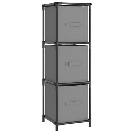 Storage Cabinet With 3 Fabric Drawers Grey 34X34X101 Cm Steel