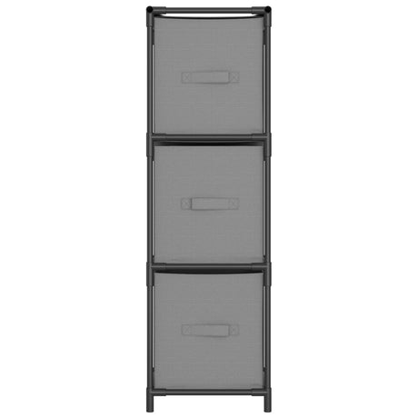 Storage Cabinet With 3 Fabric Drawers Grey 34X34X101 Cm Steel