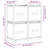 Storage Cabinet With 4 Fabric Baskets 63X30X71 Cm Steel