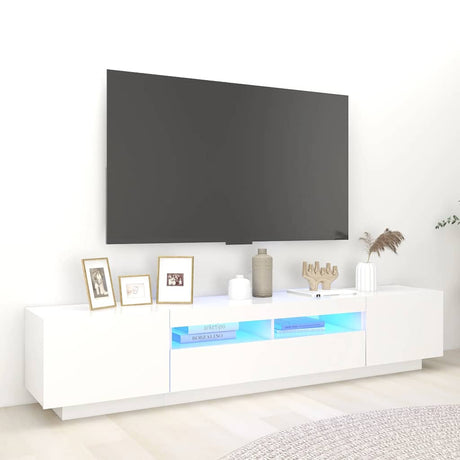 2 Piece Tv Cabinet Set With Led Lights Engineered Wood