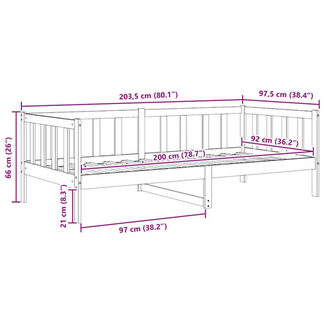 Day Bed Without Mattress Solid Wood Pine 90X200Cm