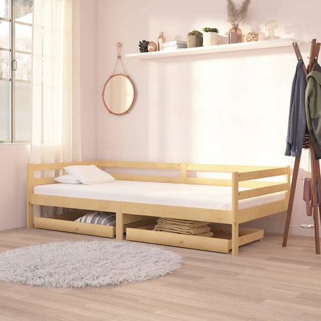 Day Bed Drawers 2 Pcs Solid Pinewood