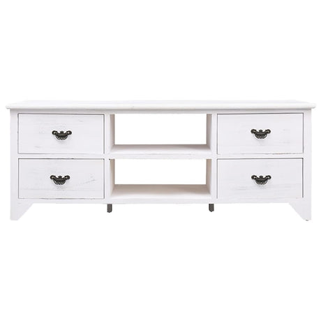 Tv Cabinet Antique White 108X30X40 Cm Solid Paulownia Wood