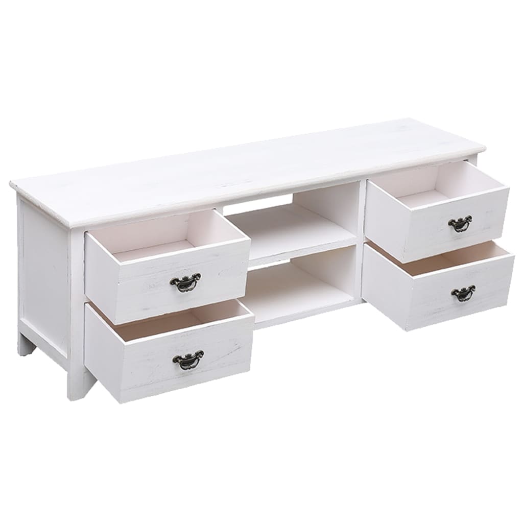 Tv Cabinet Antique White 108X30X40 Cm Solid Paulownia Wood