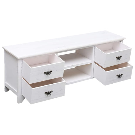 Tv Cabinet Antique White 108X30X40 Cm Solid Paulownia Wood