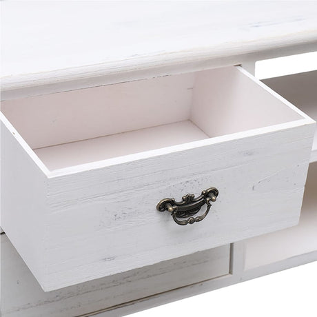 Tv Cabinet Antique White 108X30X40 Cm Solid Paulownia Wood