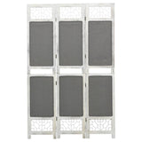 3-Panel Room Divider Grey Fabric