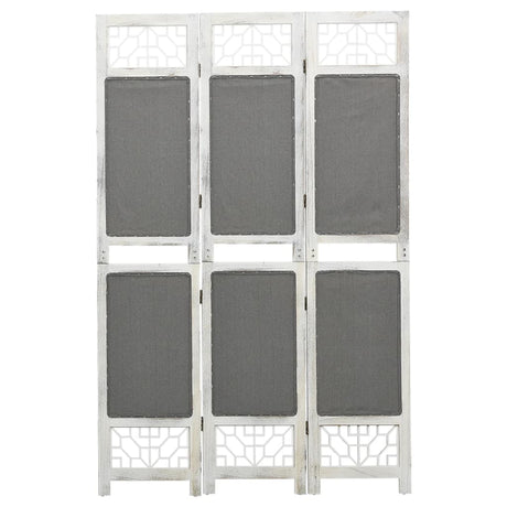 3-Panel Room Divider Grey Fabric