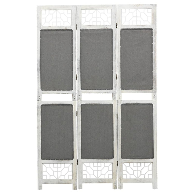 3-Panel Room Divider Grey Fabric