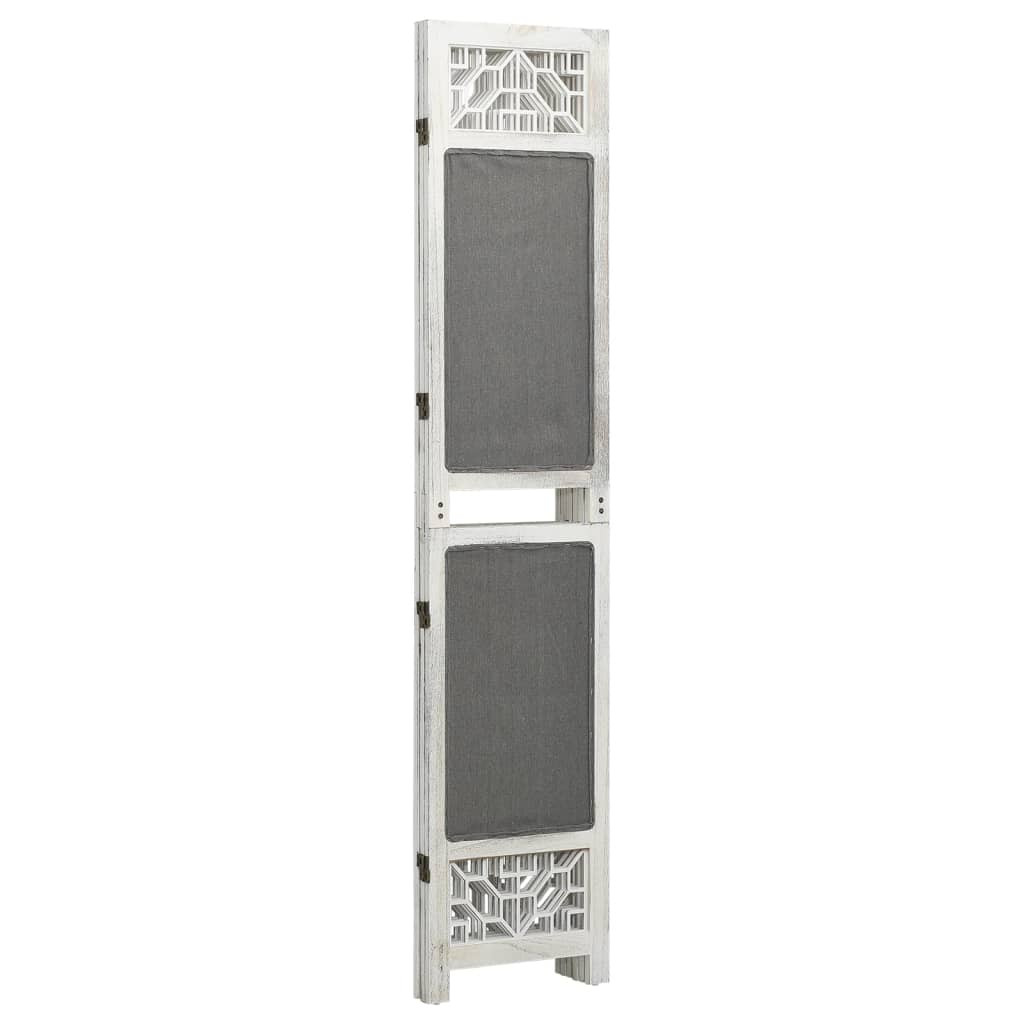 3-Panel Room Divider Grey Fabric