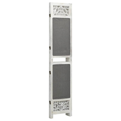 3-Panel Room Divider Grey Fabric