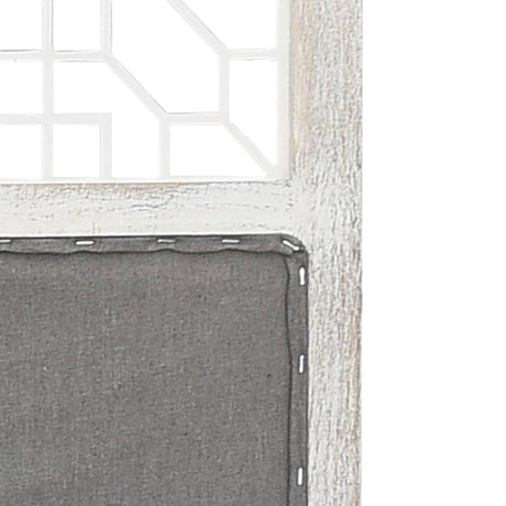 3-Panel Room Divider Grey Fabric