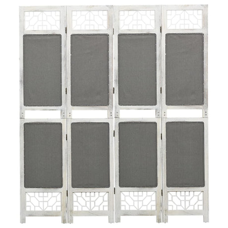 3-Panel Room Divider Grey Fabric