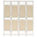 6-Panel Room Divider Cream Fabric
