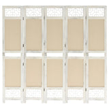 6-Panel Room Divider Cream Fabric
